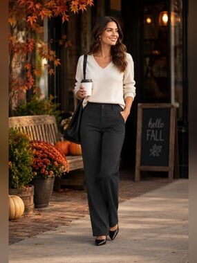 Betabrand Dress Pant Yoga Pants DPYP Straight Leg Charcoal Gray L NWOT